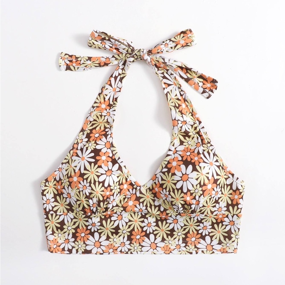 Floral Print Crop Halter Top